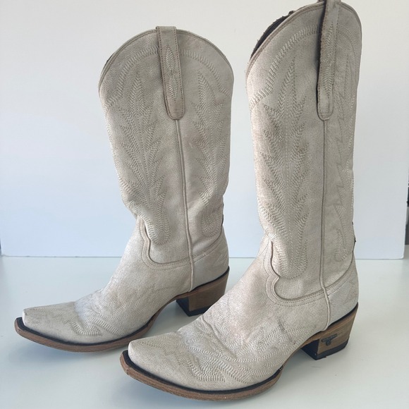 Lane Boots (R) Lexington Ceramic Crackle Western Cowboy Boots Womens  9 Cream - Picture 1 of 11